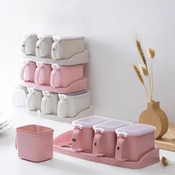 

Seasoning Box Spice Jar Can Set Salt Pepper Container Spice Organizer Condiment Dispenser Kitchen Cruet Spice Bottles