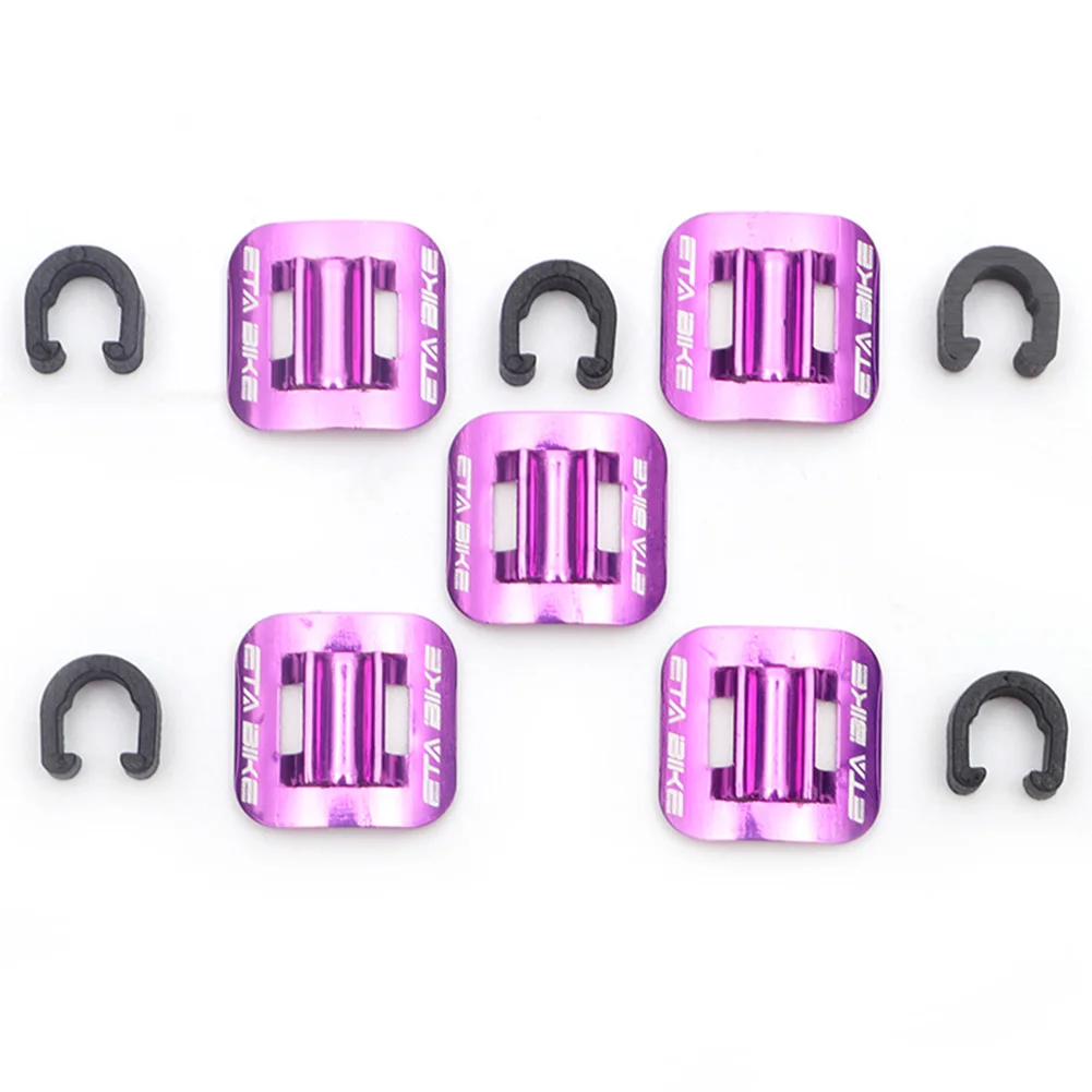 5 шт. направляющая конверсионная рама с фиксированным зажимом велосипедная трубка сиденье Алюминиевый зажим тормозной кабель масляная трубка с образной пряжкой - Цвет: Фиолетовый