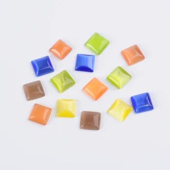 

Pandahall Cabochon, Square Cat Eye Beads for jewelry making, Mixed Color, about 8mm wide, 8mm long. 2.5mm thick