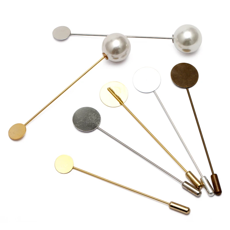 

10pcs 10mm/15mm Blank Brooch Bases Safety Pins Copper Lapel Pin Base Blank Stick Pin Brooch Settings Bezel Trays DIY
