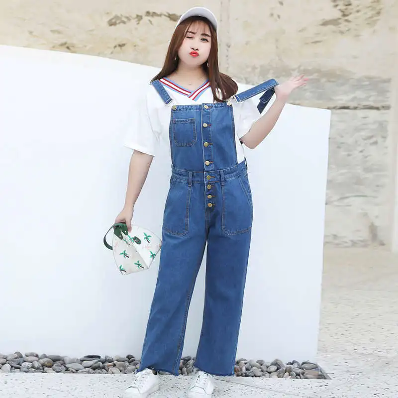 

Spring Summer Stylish Denim Jumpsuits For Women Plus Size 5XL Loose Long Jeans Rompers Overalls Straight Jumpsuit Playsuit C5250