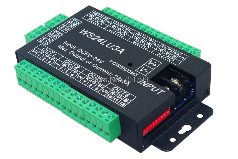 

24CH easy dmx constant voltage decoder,DC5-24V input;3A*24channel output;with black case