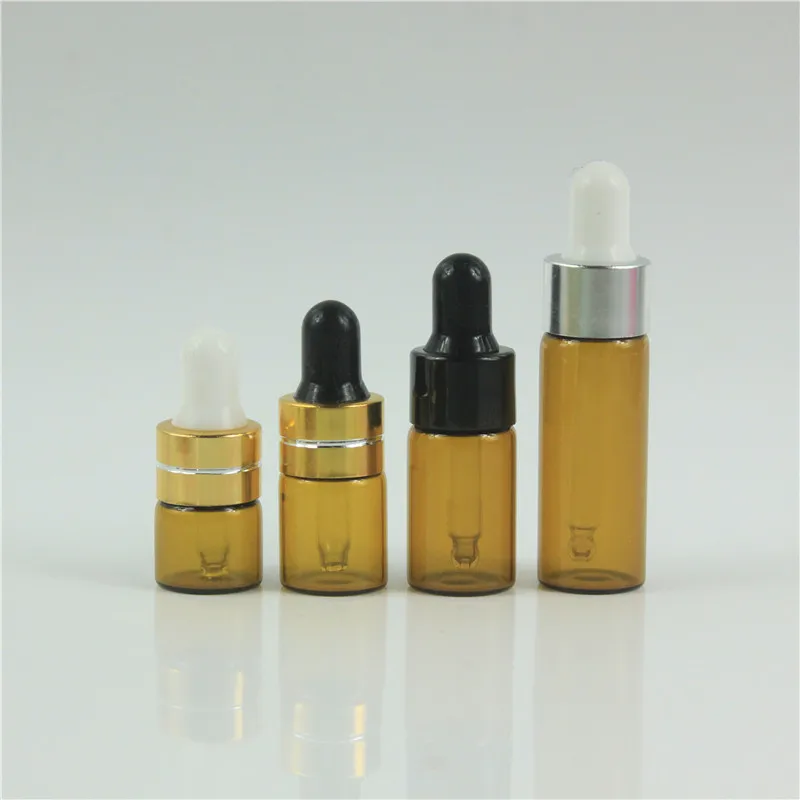 50pcs/lot 1ml 2ml 3ml 5ml perfume Glass Bottles With Dropper For Travel Protable Test Essential Oil Glass Container