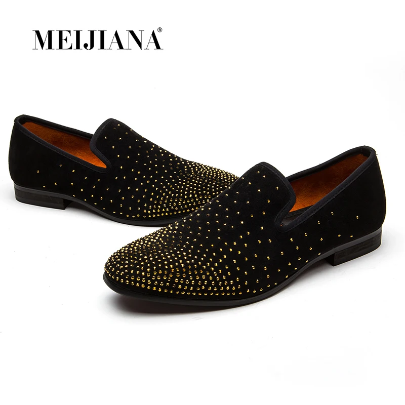MEIJIANA/Мужская обувь черного цвета; лоферы; Новинка; замшевая кожа; роскошный бренд; модная мужская обувь на плоской подошве; Мужская обувь для выпускного; Свадебная обувь