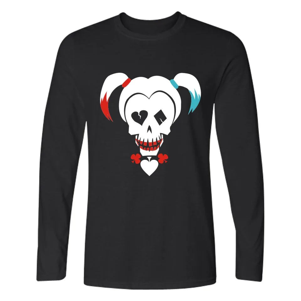 Отряд Самоубийц Харли Квинн футболка с длинным рукавом Для Мужчин Весенняя мода футболка Для мужчин брендовые черные забавная футболка