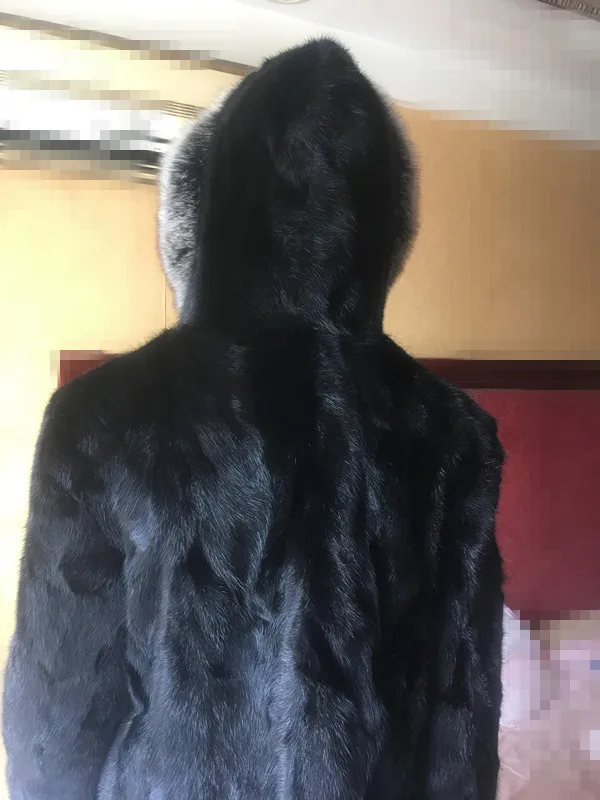 Новинка года для женщин из натурального меха норки пальто Верхняя одежда с капюшоном для воротник