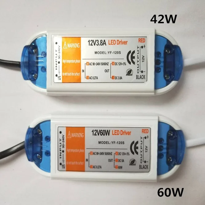 10 шт./лот AC85-265V Новый 42 Вт 60 Вт Светодиодный драйвер для светодиодной ленты питания 12 В DC 18 Вт 28 Вт 48 Вт 72 Вт 100 Вт Трансформаторы освещения