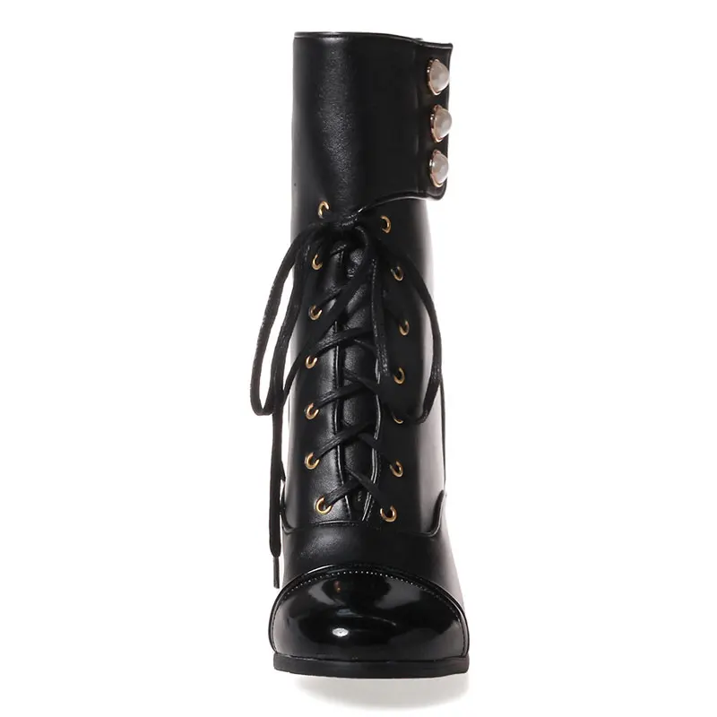 US $31.85 46% OFF|Fanyuan Plus Größe 32 46 Plattform High Heels Stiefel Lace Up Blockabsatz Stiefeletten für Frauen Neue Mode Perle Kurze Booties in US $31.85 46% OFF|Fanyuan Plus Größe 32 46 Plattform High Heels Stiefel Lace Up Blockabsatz Stiefeletten für Frauen Neue Mode Perle Kurze Booties in
