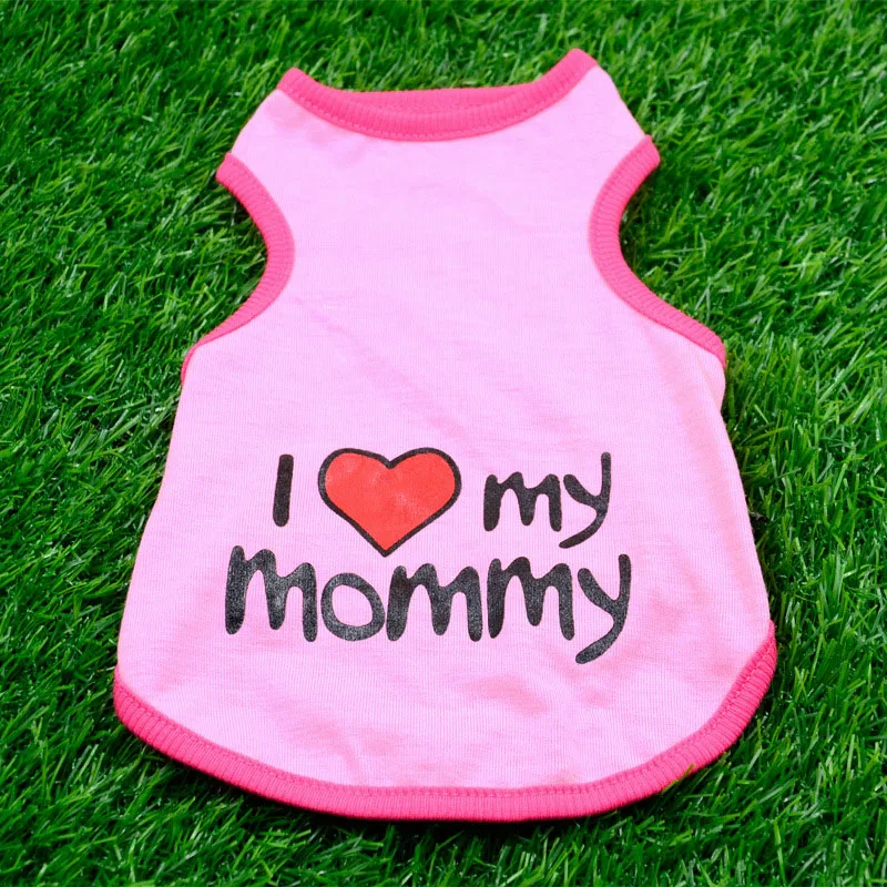 Одежда для домашних животных с принтом I Love Mommy футболки собак и кошек летняя