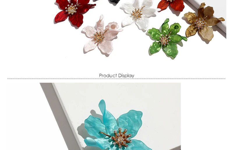 AYAYOO Big Stud Earrings For Women White Flower Bohemian Statement Earings Fashion Jewelry 2018 Za Vintage Boho Earrings (3)