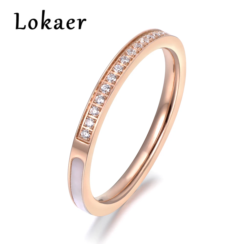 Lokaer, кольца из нержавеющей стали, 1/4, инкрустированные, установочные, стразы и 3/4, корпус, объемное, розовое золото, кольцо, лучший подарок R18134