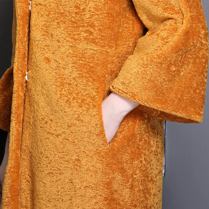 Nerazzurri шуба из искусственного меха барашек зимнее пальто из искусственного меха famale оранжевый розовый плюс размер искусственный мех ягненка верхняя одежда 6xl 7xl искусственный мех куртка женская полушубок