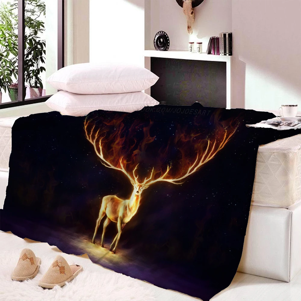 الأيائل نمط بارد الأسرة بطانية ناعمة ورقيقة الفانيلا بطانية أريكة تتحول لسرير الصبي فتاة المحمولة الفراش كنبة مكتب الطائرة السفر البطانيات