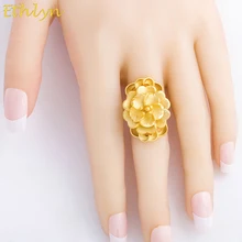 Ethlyn подарок на день Святого Валентина цветок форма, золотистый цвет имитационное кольцо для женщин юбилей Сделано с Купером Роскошные ювелирные изделия R62