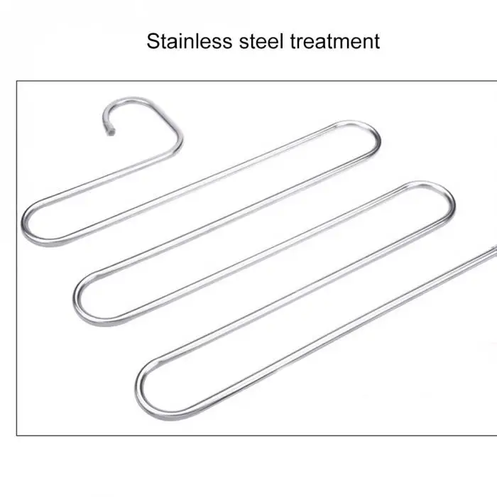 Вешалки для брюк из нержавеющей стали s-образный Многофункциональный Противоскользящий стеллаж для хранения одежды может CSV