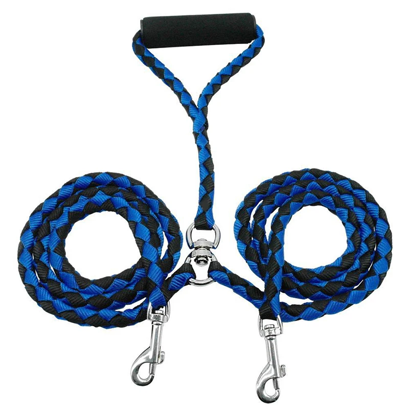 140CM Hand Made Double Dog Leashes For Two Dogs Braided Tangle Free