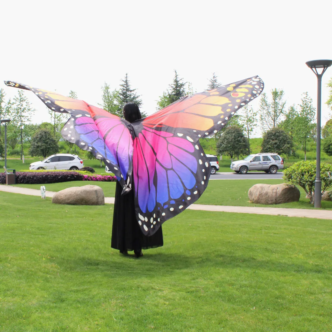 Новинка 360 градусов вращающаяся бабочка шаль украшенная Женская Бабочка принт шифон танец живота крылья бабочки 9 стилей в продаже