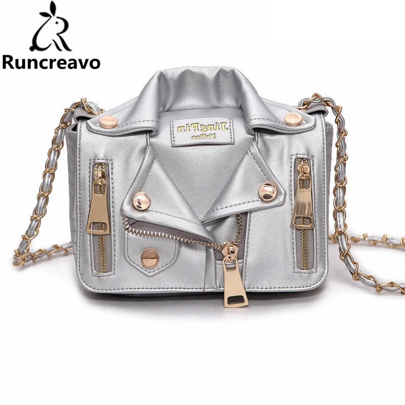 

2018 New European Brand Chain Motorcycle Bags Women Clothing Shoulder Rivet Jacket Bags Messenger Bag Women Leather Handbags