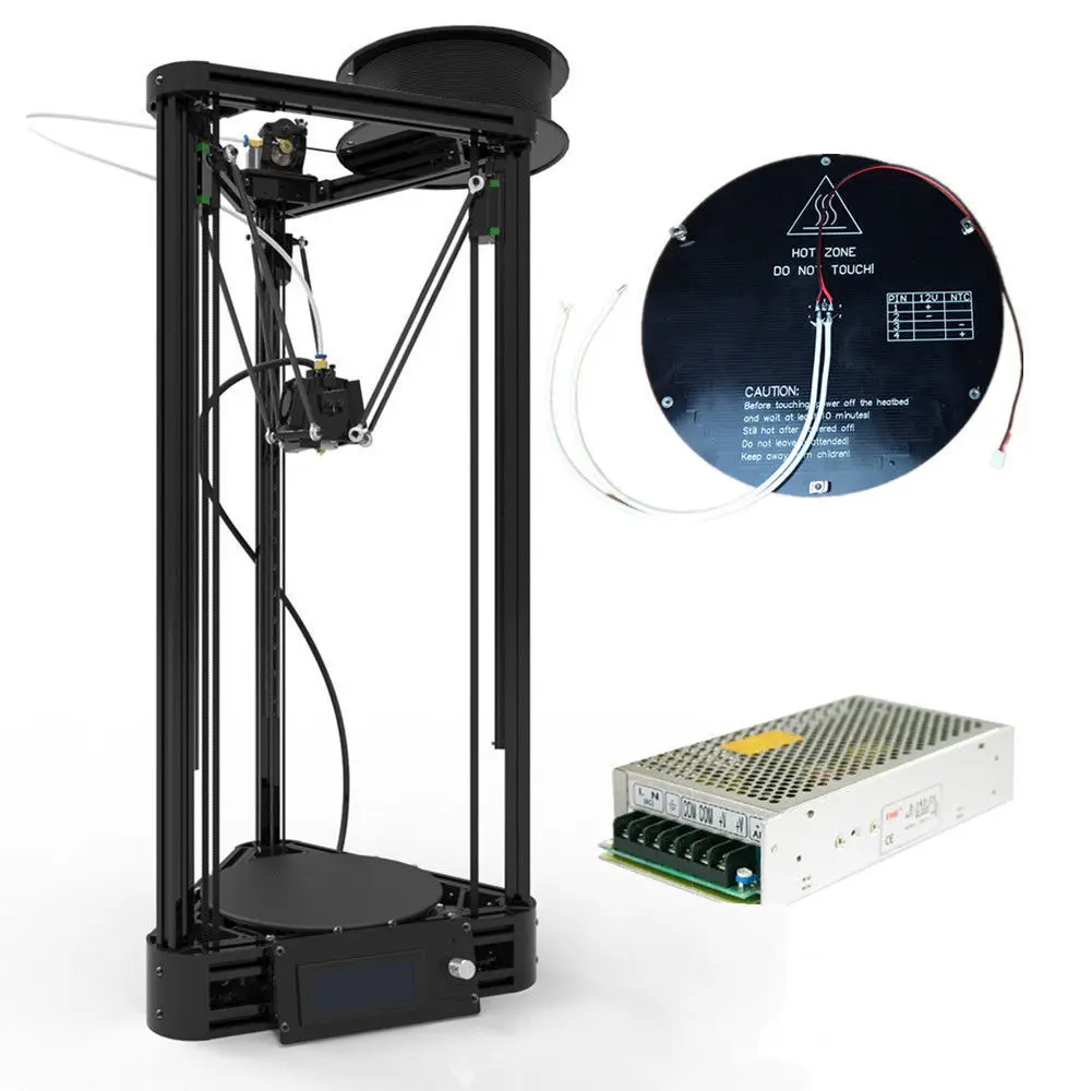  Auto leveling 3D Printer DIY Reprap Rostock Kossel Delta Linear Guide Rail Delta 3D Delta Printer With Heated Bed 