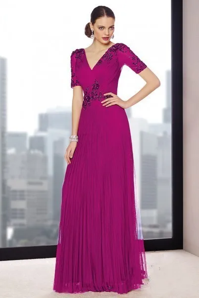 fuchsia mother of the bride dress