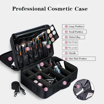 

New 2018 High Quality Professional Empty Makeup Organizer Bolso Mujer Cosmetic Case Travel Large Capacity Storage Bag Suitcases