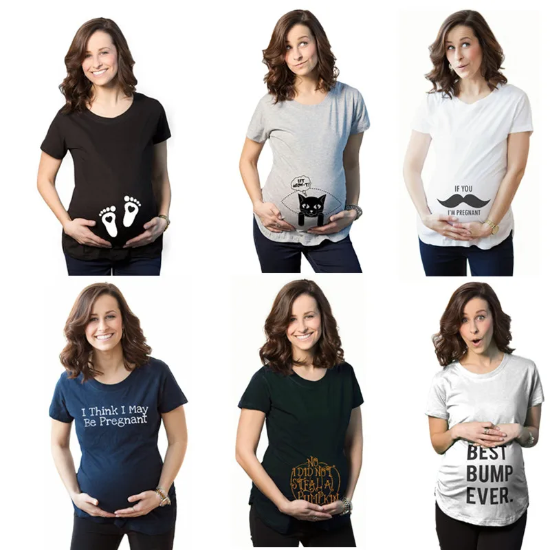 

Summer Tees Women T-shirts Slim Cute Print Maternity Nursing Tops O-Neck Funny Short Sleeve Pregnancy T shirt for Pregnant Women