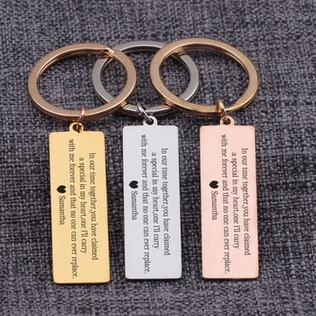 

Engraved Customized Name Heart Couples Gift No One Can Ever Replace You Key Chains Bag Charms Key Ring Hot Sale Romantic Trinket