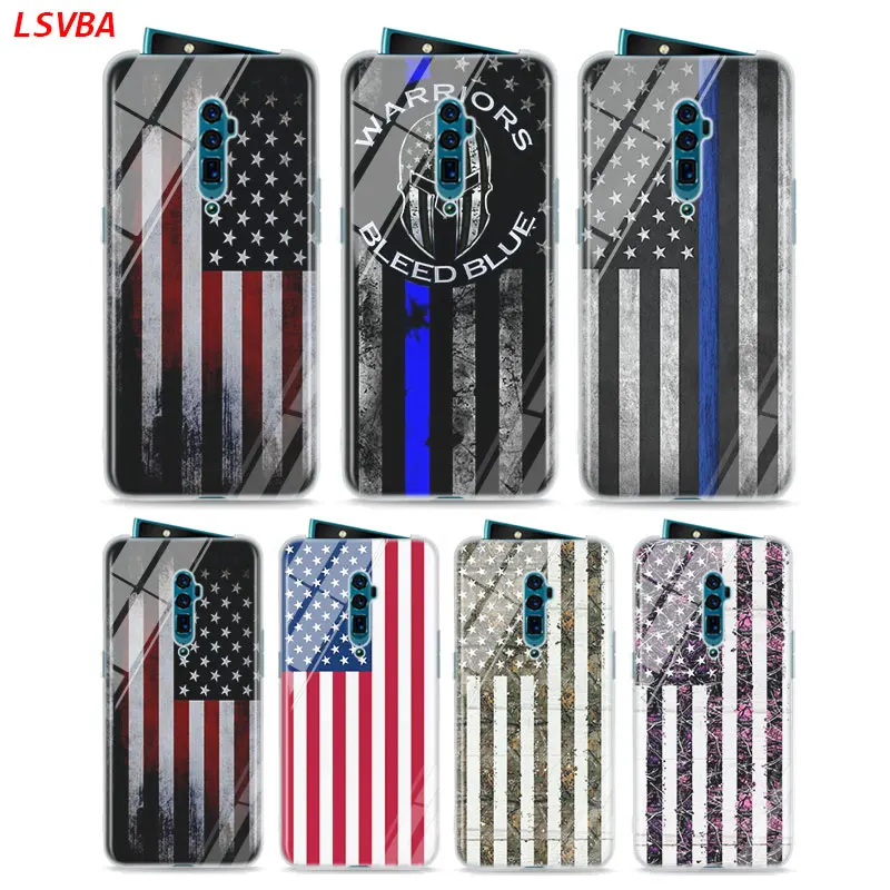 

Silicone Case Thin Blue Line American Flag for OPPO Reno Z 10X Zoom F11 F9 F7 F5 A7 R9S R17 Realme 2 C2 3 Pro Phone Shell Cover