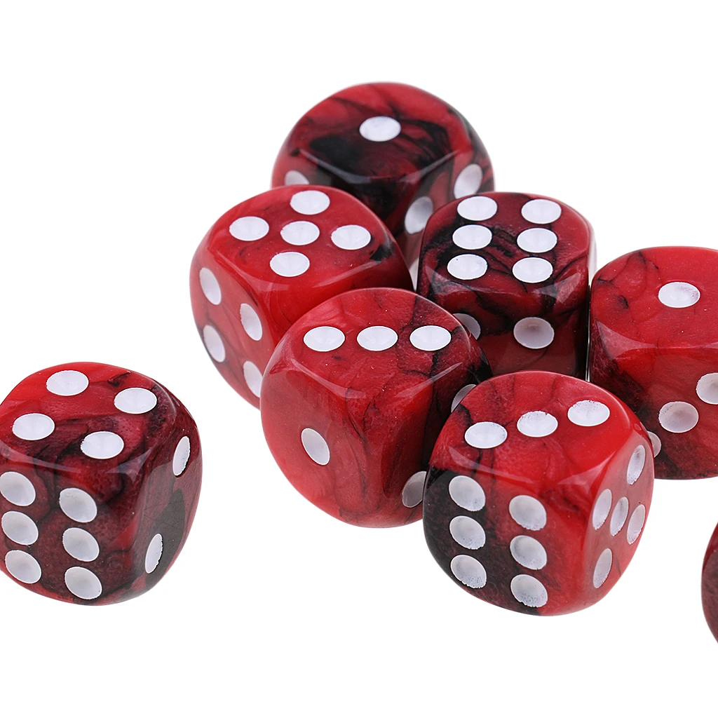 20Pcs Acrylic Six Sided Dotted Dice D6 Table Game For Dungeons and Dragons Props Red & Black Color