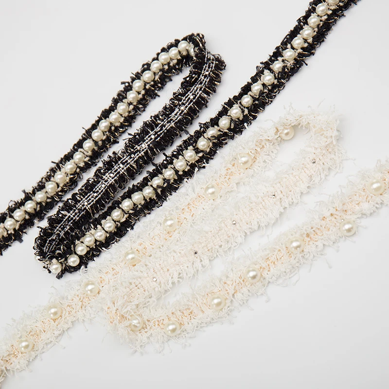 1 yard luxury ivory beaded trim, beads lace trim for sewing accessories