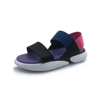 

2018 new color sandals female summer wild flat sandals Roman style sandals.