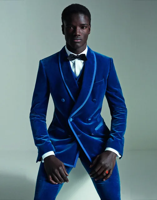 2018 New Fashion Double Breasted Slim Fit 3 Piece Tuxedos Royal Blue