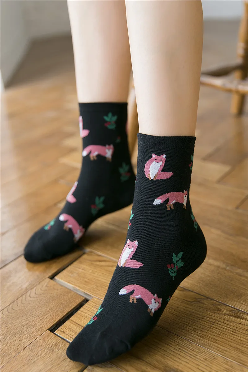 Новинка; модные корейские носки с изображением растений в стиле Харадзюку; забавные Дышащие носки с изображением фламинго