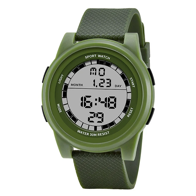 SANDA супер тонкие цифровые часы для мужчин водонепроницаемые светодиодные электронные мужские часы ультра тонкие военные часы Relogio Masculino Новинка 365 - Цвет: Зеленый