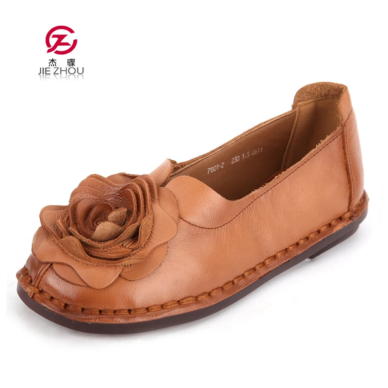 

Fashion Woman Flat Shoes Genuine Leather Women Brand Casual Shoes Loafers Handmade Flower Flats