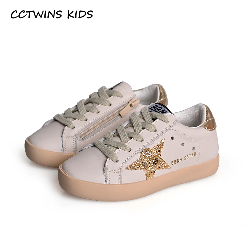 

CCTWINS KIDS 2019 New Fashion Baby Girls Sport Star Gold Shoes Kids Glitter Sneaker Children Leather Breathable Trainer FSL2239