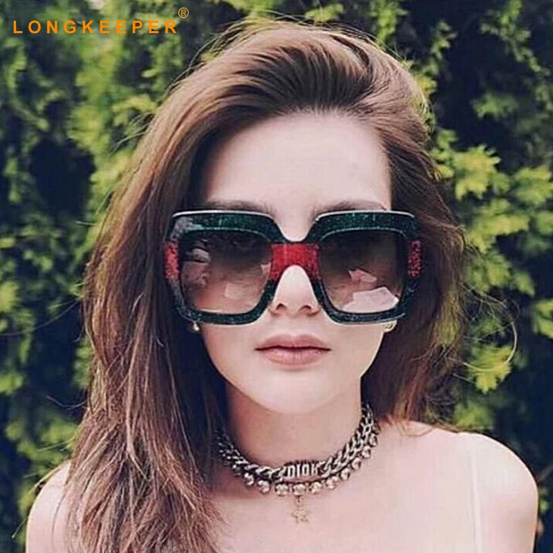 

Oversized Square Steampunk Sunglasses Women Men Fashion Brand Designer Retro Sun Glasses Flat Panel Len Gafas De Sol Long Keeper