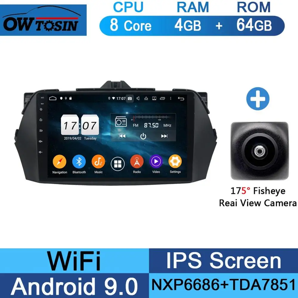 " ips Android 9,0 Octa 8 Core 4 Гб ram+ 64 ГБ rom автомобильный dvd-радио GPS для Suzuki ciaz 2013- DSP CarPlay Parrot BT стерео Adas - Цвет: 64G Fisheye Camera