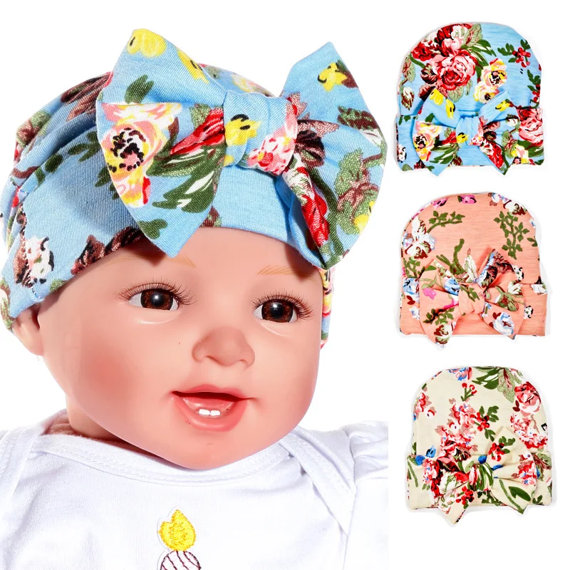 2018 New 1PCS Newborn Baby Hat Beanie Flower Bowknot Cap Infant Girls