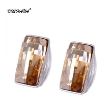 Ювелирные изделия из хрусталя, свадебные женские массивные серьги золотого цвета с австрийскими кристаллами, прямоугольный обруч(E0193