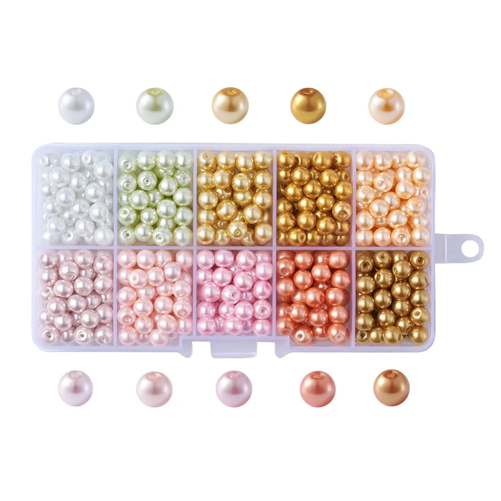 1Box Mix Tiny Metal Plated Spacer Round Ball Beads 4mm and 6mm for Jewelry Making Findings Supplies DIY Crafts Accessories 5 Color Mixed Packing with Transparent Case