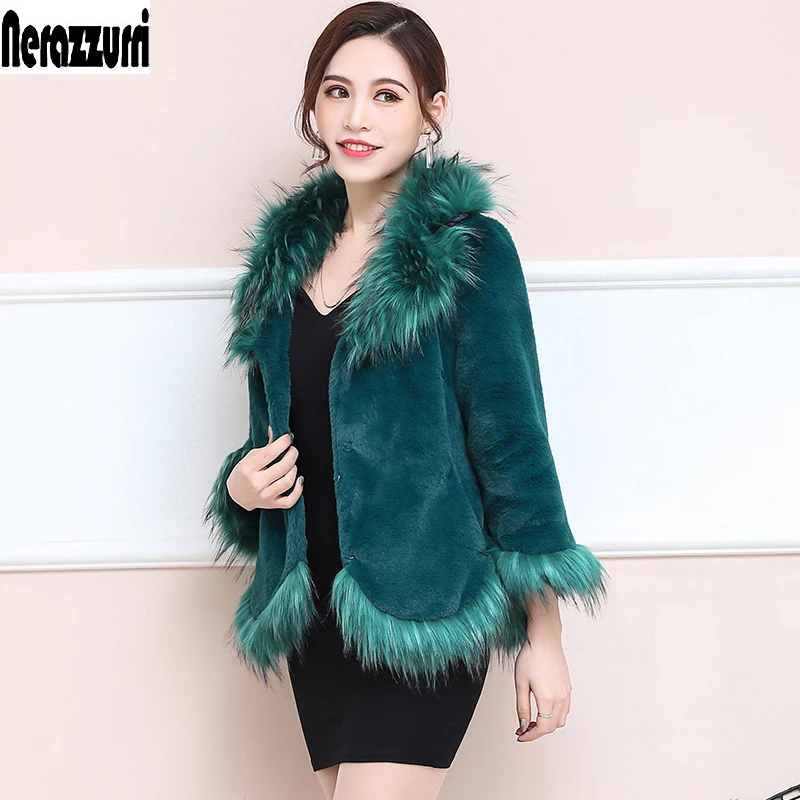 Nerazzurri Autumn short fluffy faux fur jacket