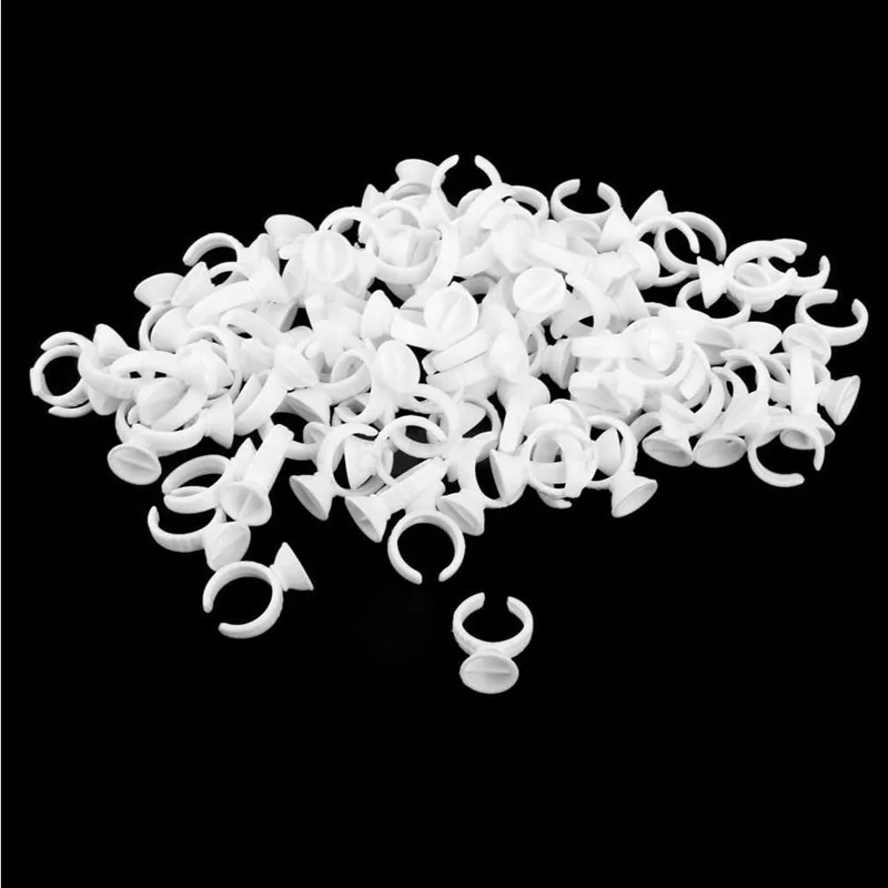 

100 Pcs Disposable Glue Holder Pallet Ring For Eyelash Extension Tattoo Pigment Set