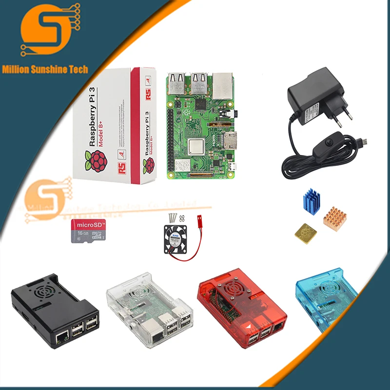 

Lastest Raspberry Pi 3 Model B+/3 Starter Kit + Case + 32G SD Card + Fan + 5V 2.5A Power Adapter + Heat Sink for RPI 3/3b+