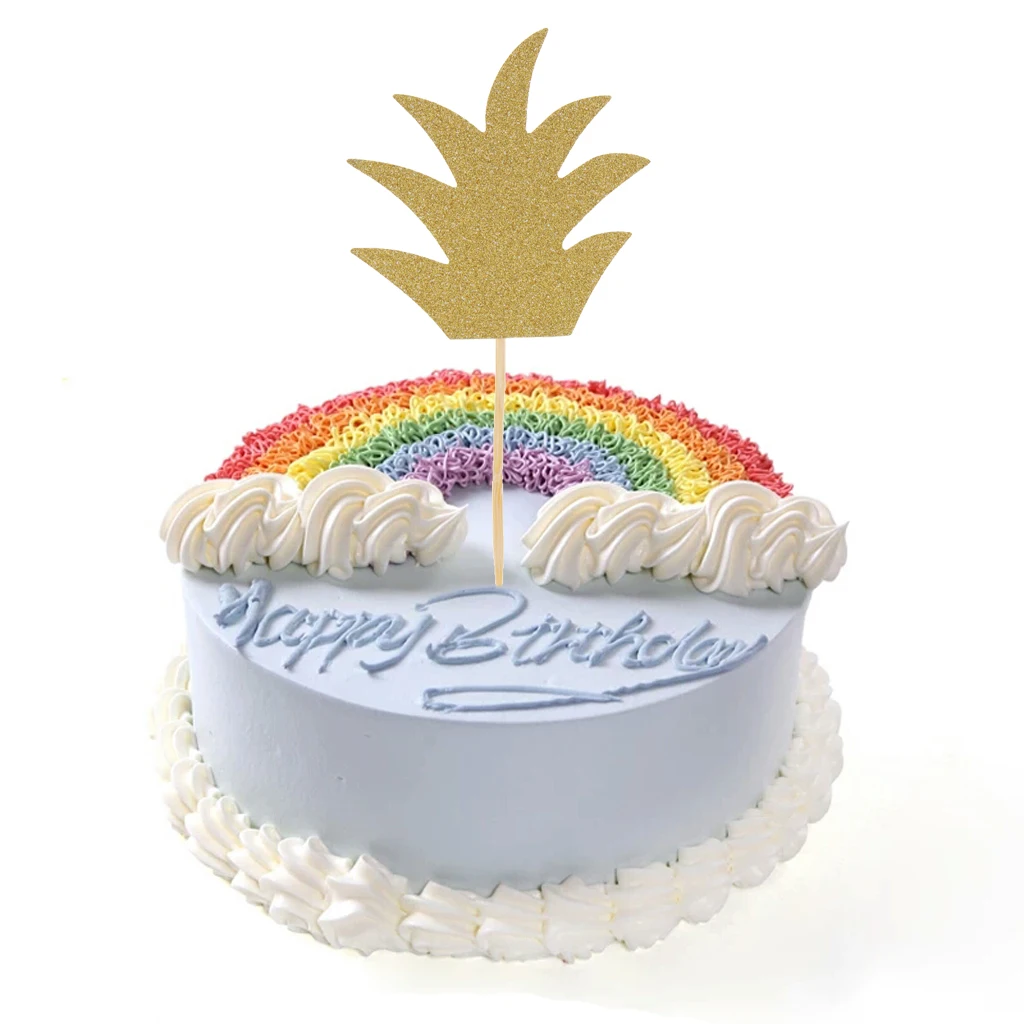 24pcs Glitter Pineapple Cupcake Pick Cake Topper Birthday Party Decor Gold