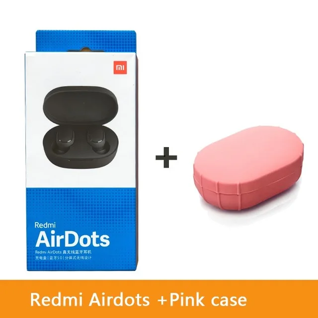 Оригинальные беспроводные Bluetooth наушники Xiaomi Redmi Airdots, стерео наушники с басами, TWS Bluetooth 5,0, управление AI для Xiomi Redmi Note 7 6 - Цвет: add Pink Case