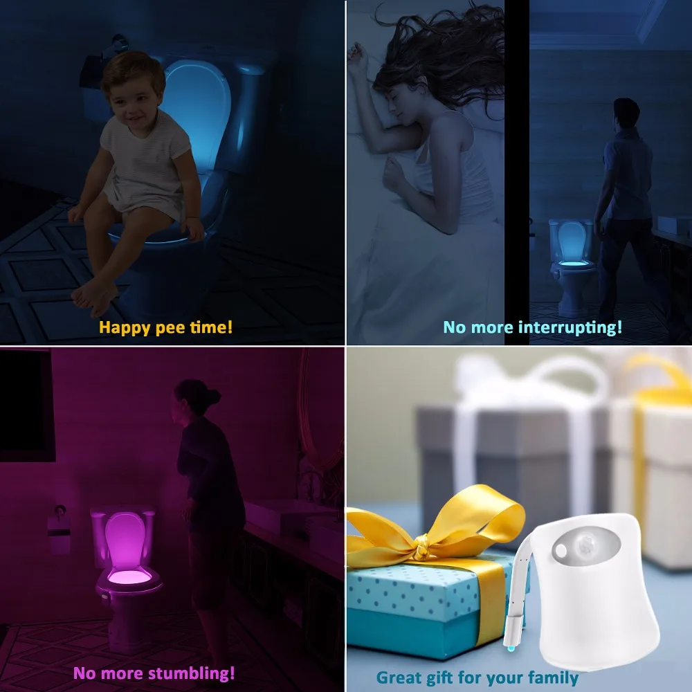 2019 LED Умный Унитаз ночной Светильник Водонепроницаемый сиденье на унитаз