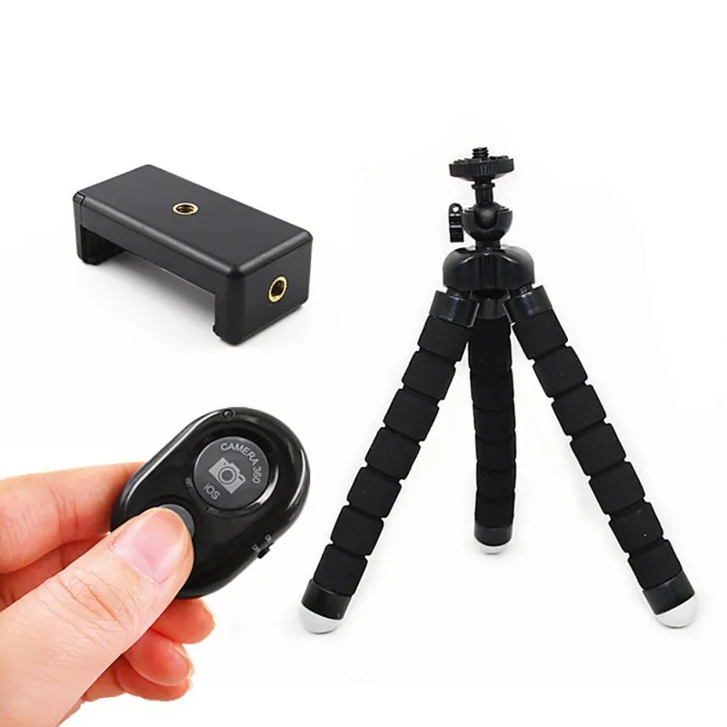 

Sponge Tripod Set Bluetooth Kits Tripod + Remote Control + Mobile Phone Clip Stand for Camera Smartphone