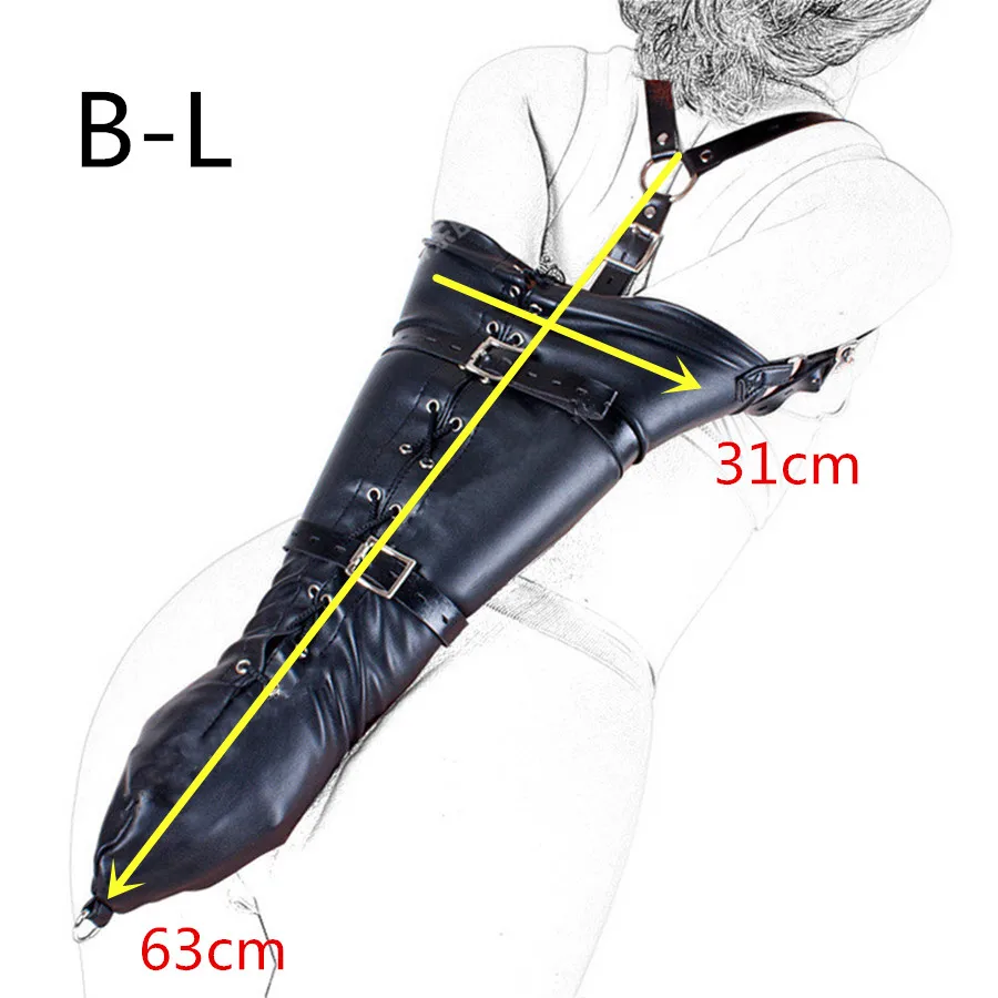 Кожаная облегающая куртка, одна перчатка с регулируемой повязкой, бандаж для рук, плечевые ремни для БДСМ, наручная повязка, секс-игрушка для пары - Цвет: B-L