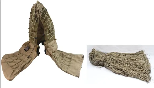 TTGTACTICAL Тактический снайперский Ghillie костюм куртка камуфляж Ghillie основа с мешковины страйкбол Пейнтбол Охота Ghillie Hat - Цвет: BRW Desert